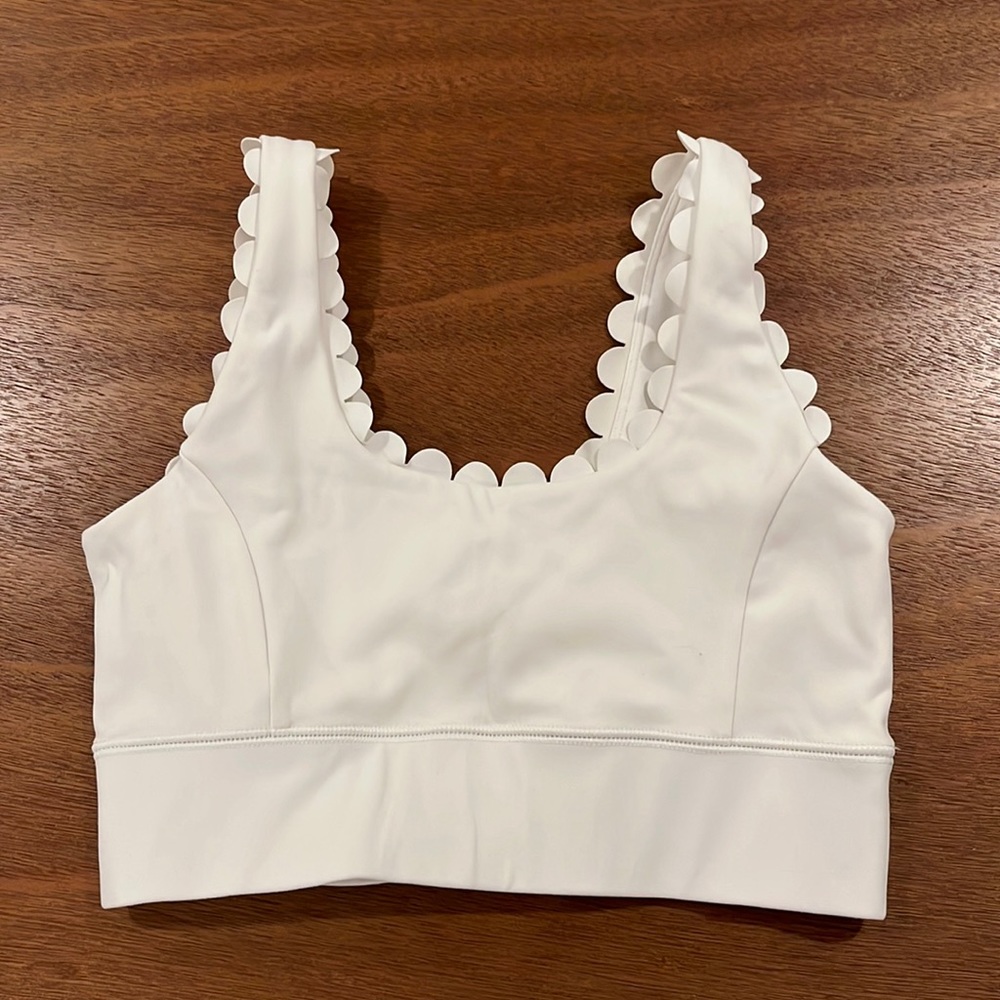 IVL white ruffle sports bra